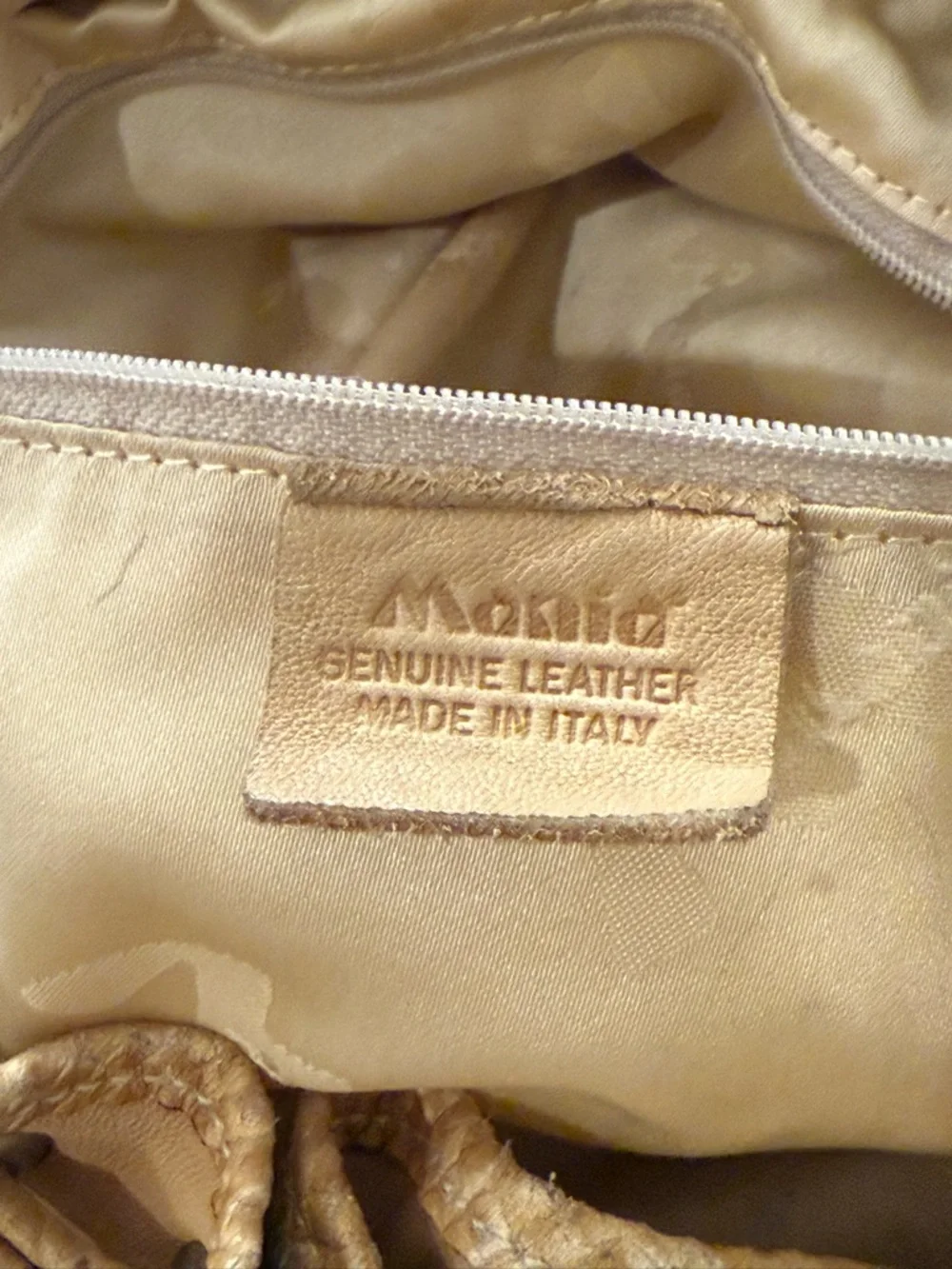 Mania Italy Tan Leather Python Trim Hobo Bag Silver Ring Gold Stud Y2K Boho